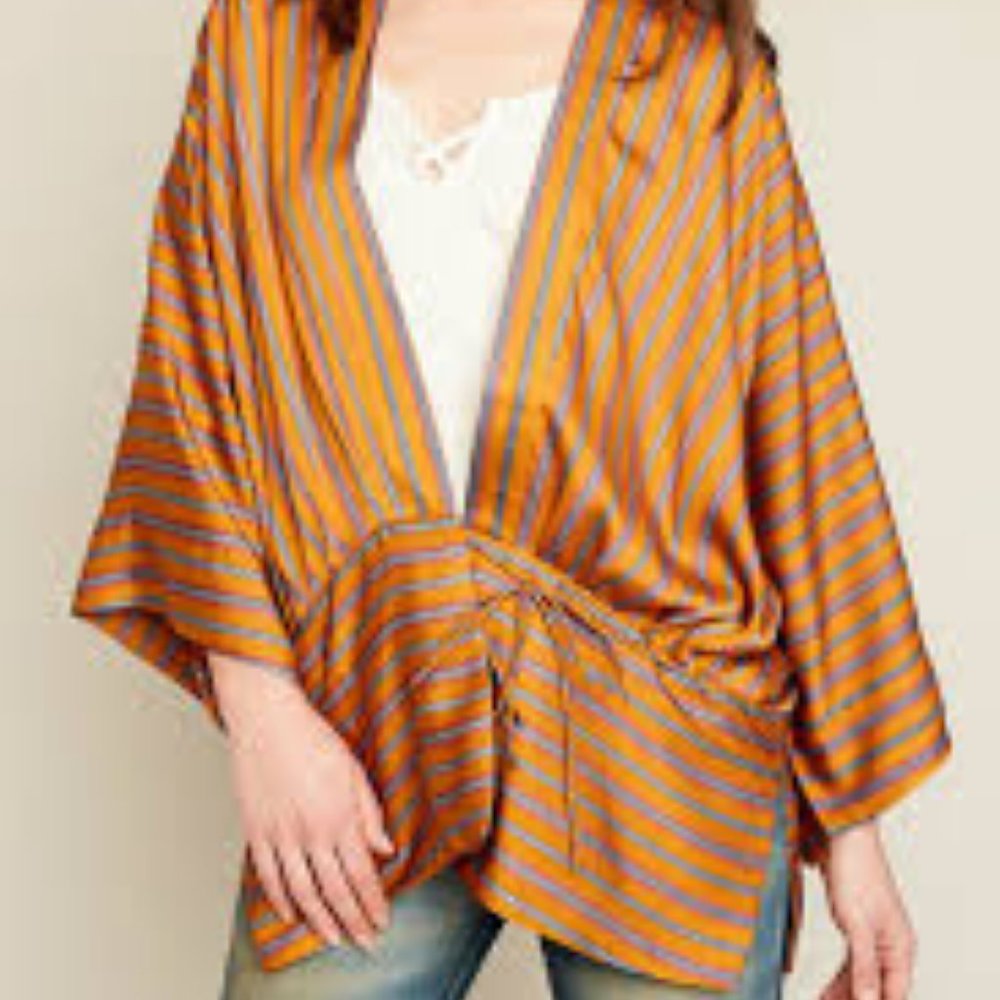 Hayden "Saffron Striped Kimono Blouse" Size S